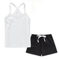 thumbnail image 3 of WAVSUF Girls Cotton Outfit Sets, Square Neck Tank Tops and Elastic Waist Shorts Kids Summer Casual Comfort Clothes 2 Piece White 3, 3 of 9