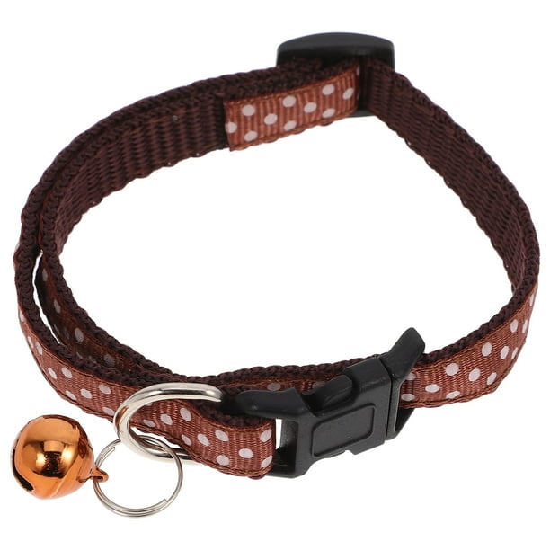 Collar de lunares para cachorros de perros y gatos pequeños con cascabel de 1 cm de ancho (café)