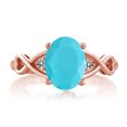thumbnail image 2 of Gem Stone King 1.56 Ct Oval Green Turquoise White Diamond 18K Rose Gold Plated Silver Ring (Size 7), 2 of 4