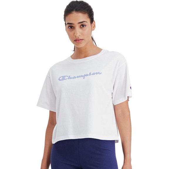 Champion Womens Cropped Tee, XXL, White