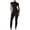 Black, variant on ABATAB Womens Workout Jumpsuit One Piece Zip up Romper Seamless Slim Fit Yoga Unitard Short Sleeve Exercise Running Outfits