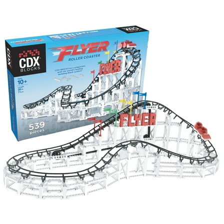 CDX Blocks: Flyer - 539 Pieces, Building Brick Set, Gravity Powered Roller Coaster Model, Promotes STEM Learning