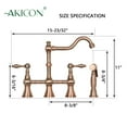 thumbnail image 5 of Akicon Two-Handles Bridge Kitchen Faucet with Side Sprayer 8-3/8 Inch High Arc Antique Copper Antique, 5 of 5