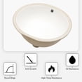 thumbnail image 3 of 19"x16" White Ceramic Oval Undermount Bathroom Sink with Overflow, 3 of 6
