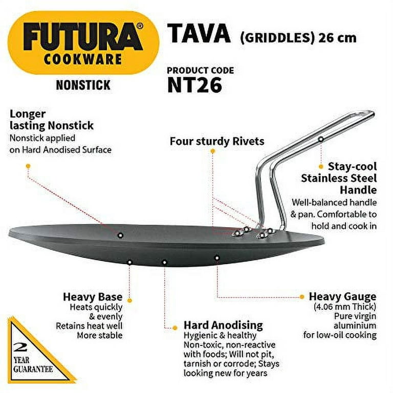 Futura Non-Stick Concave Tava Griddle 10 in. - 4.06mm with Steel Handle, 1  - Foods Co.