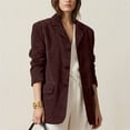 thumbnail image 6 of WAGUTH Women Vintage Faux Suede Blazer Jackets Notched Lapel Single Breasted Loose Casual Suit Coat With Pockets, 6 of 6