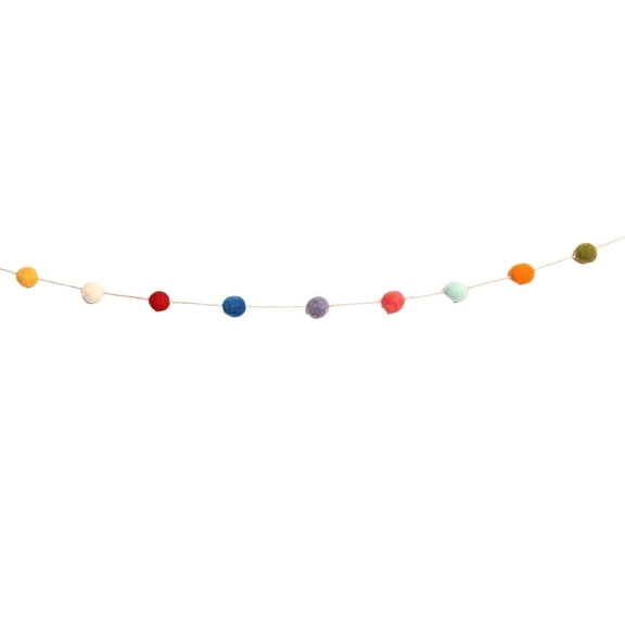 Natriel Handmade Felt Ball Garland, 76 Inch Multicolor Pom Pom String, Christmas Holiday Decorative Hanging Banner with 1.5 Inch Wool Balls