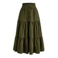 thumbnail image 4 of zaveiop Floral Maxi Skirt for Women Summer Comfy Tiered Elastic High Waisted Skirts Vacation A-Line Flowy Swing Long Skirts (Green, S), 4 of 4