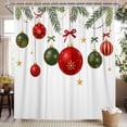 thumbnail image 2 of Nanqianyi Christmas Ornament Pine Shower Curtain with Hooks,Polyester Waterproof Winter Holiday Bath Decor,36"x72", 2 of 6