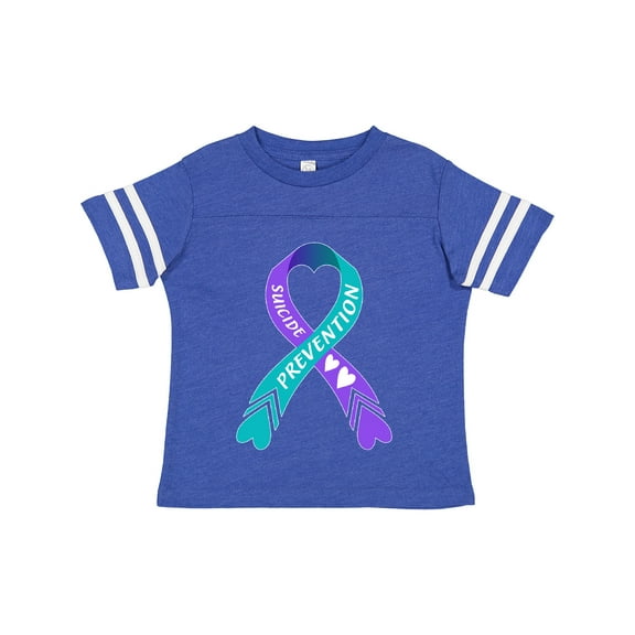 Inktastic Suicide Prevention Blue and Purple Ribbon with Hearts Boys or Girls Toddler T-Shirt