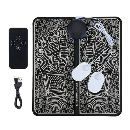 EMS Foot Massager Mat, Portable Foot Massager Pad Foot Stimulator Massage Machine with Remote Control 8 Modes and 19 Intensity Levels for Relaxation