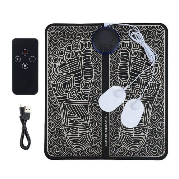 EMS Foot Massager Mat, Portable Foot Massager Pad Foot Stimulator Massage Machine with Remote Control 8 Modes and 19 Intensity Levels for Relaxation