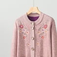 thumbnail image 5 of Fall Warm Knit Cardigan Sweaters for Women Lightweight Flower Embroidered Pattern Button Down Long Sleeve Senior Outerwear Casual Ladies Tops, 5 of 8