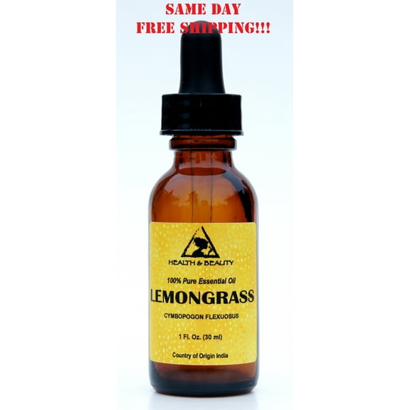LEMONGRASS ESSENTIAL OIL AROMATHERAPY NATURAL 100% PURE GLASS DROPP 1 OZ, 30 ml