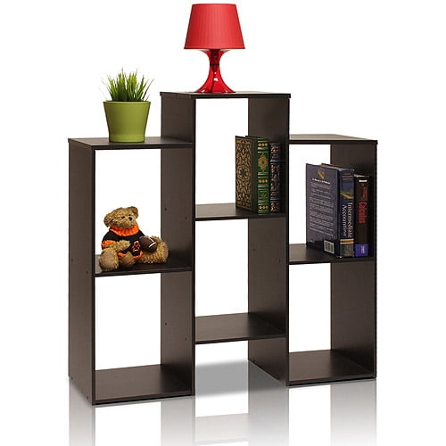 Furinno 12221BK Parsons Staggered Cube Bookcase with 6 Shelves, Black