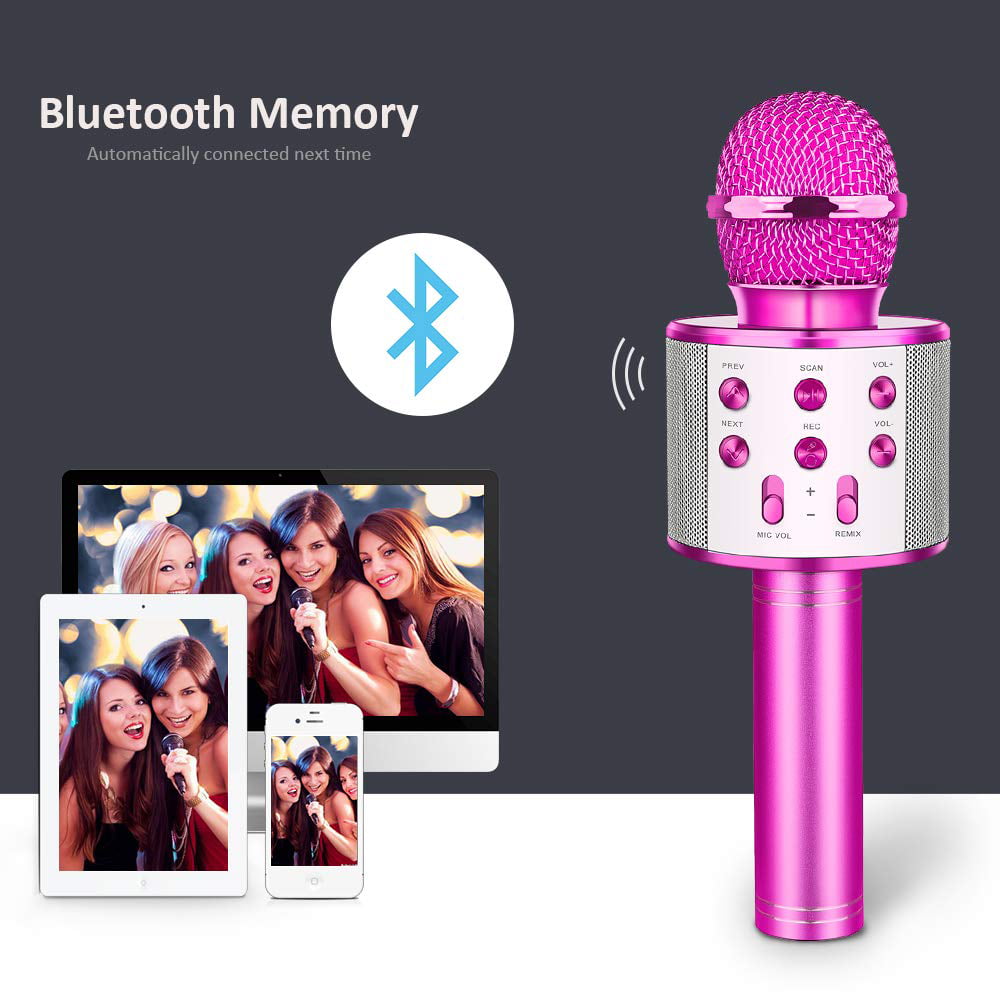 Microphone Karaoké, Enceinte Portable Bluetooth Micro, Compatible avec  Android-iOS-PC-Smartphone pour Enfants&Ami&Famille KTV-Fê,348