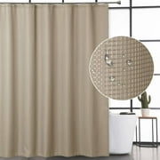 GlowSol Waffle Fabric Shower Curtain, Hotel Quality Waffle Weave Fabric Shower Curtains for Bathroom with Metal Grommets, Taupe, 72x72 Inch
