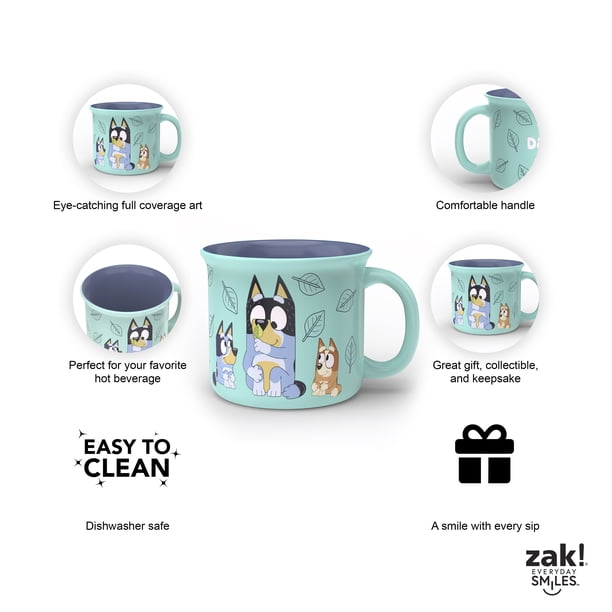 Zak Designs 16oz Bluey Camper Ceramic Mug with Handle, Blue - Walmart  Business Supplies