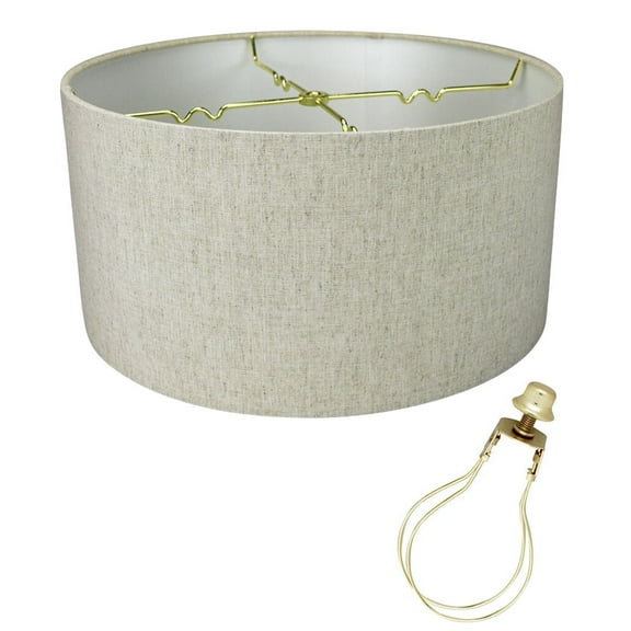 14x14x7" CLIP-ON FITTER Textured Oatmeal Hardback Drum Lampshade