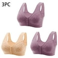 thumbnail image 3 of Black and Friday Deals 2024! abtuhar Bras for Womens,Wireless Bras for Women,Plus Size Everyday Bras for Women Front Buckle Soft Sleep Wirefree Bras Beige, 3 of 5