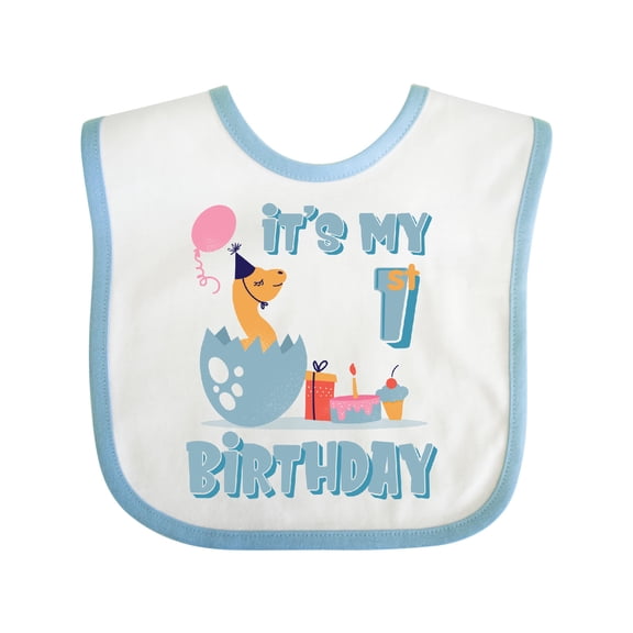 Inktastic Hatching Dinosaur 1st Birthday Boys or Girls Baby Bib
