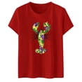 thumbnail image 4 of PMUYBHF Mode pour Femmes Hauts Décontractés Manches Courtes Col Rond T-Shirt Imprimé Ample 3931 m, 4 of 5