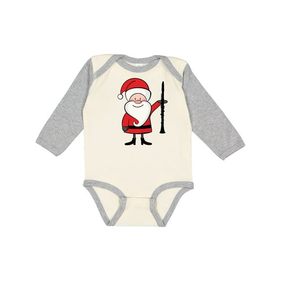 Inktastic Clarinet Christmas Music Santa Boys or Girls Long Sleeve Baby Bodysuit