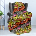 thumbnail image 4 of Graffiti Soft Flannel Fleece Throw Blanket, Contemporary Style Hip Hop Funky Grunge Culture Skull Underground Illustration, Cozy Plush for Indoor and Outdoor Use, 50" x 60", Multicolor, by Ambesonne, 4 of 5