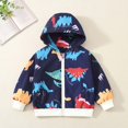 thumbnail image 2 of Zanarzt Baby Girl Jacket Baby and Toddler Boys Long Sleeve Full Zip Dinosaur Hoodies Infant Fleece Hooded Sweatshirts Jacket with Pockets Navy,1-2 Years, 2 of 5