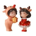 thumbnail image 2 of 2Pcs Christmas Couple Figurines Miniature Figurine Art Bonsai Decor Romantic Christmas Miniature Ornament for Micro Landscape standing, 2 of 7