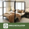 thumbnail image 3 of Uforic Queen Size Metal Canopy Bed Frame with Headboard, Four-Poster 14-Inch Platform with Metal Slats, Requires No Box Spring (Black), 3 of 9