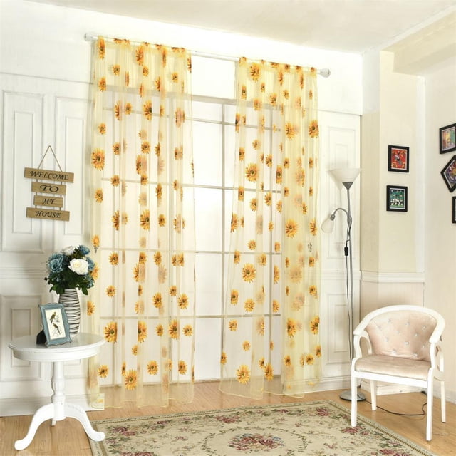 Cortina de Ventana Girasol Voile Amarillo Macarena Tratamientos cortina de la ventana