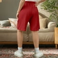 thumbnail image 5 of lcziwo Linen Bermuda Shorts for Girls Knee Length Casual Summer Capri Pants Solid Color Side Split Beach Shorts with Pockets Red Ofertas Del Dia de Hoy Relampago, 5 of 9