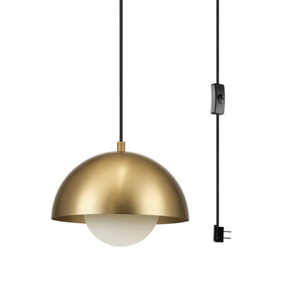 Globe Electric 60345 Amelia 10" Wide Plug-In Pendant - Brass