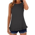 thumbnail image 2 of fatyb Women's Tank Tops Ruffle Hem Sleeveless Tshirts Crewneck Casual Plain Lightweight Summer Blouses, 2 of 6