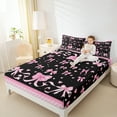 thumbnail image 4 of Homewish Kawaii Bowknot Bed Sheets 4pcs for Girls, Black Pink Plaid King Sheets, Hand Drawn Love Hearts Sheet Set, Microfiber Bedroom Decor, 4 of 7