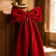 thumbnail image 4 of 3Pcs Velvet Ribbon Bows Christmas Tree Decorations,4in x 10in Vintage Xmas Ornaments for Tree Home Party Front Door Wreath Garland Holiday Decor, 4 of 7