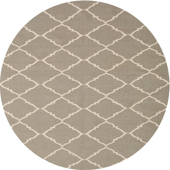 Ahgly Company Machine Washable Indoor Round Contemporary Light French Beige Brown Area Rugs, 4' Round