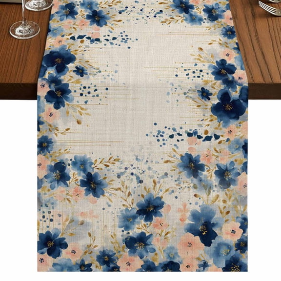 Table Runners 70 Inches Long Dress Scarves, Navy Blue Spring Floral Farmhouse Coffee/Dining/Kitchen Table Decor, Holiday Table Runner, Farmhouse Butterfly Rustic 13x70 Inch