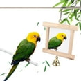 thumbnail image 2 of Bird Cage Swing Toy for Parrots Birds Mirror Wood Reliable Reflective Interactive Small Bells Toy Bird Boring Toy, 2 of 11