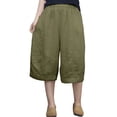 thumbnail image 2 of Delayuji Womens Crop Pant New Loose Solid Color Cotton Linen Pant Elastic High Waist Pants Wide Leg Pant M-4XL, 2 of 4