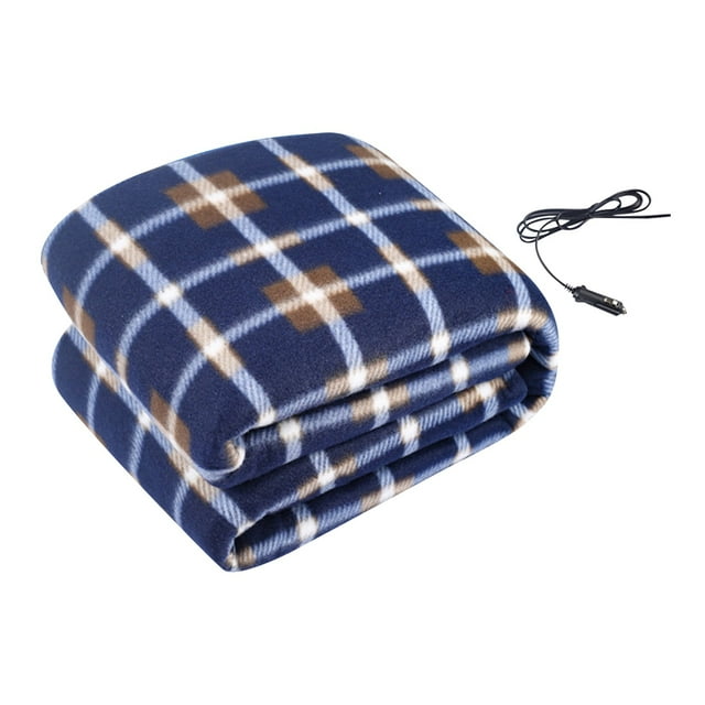 12V Heated Car Blanket for Truck Suv Rv, Portable Plug-In Heated Throw for Winter Travel Camping Road Trips, Long Cord for Front And Back Seat Passengers