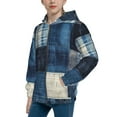 thumbnail image 2 of Naloa Indigo Patchwork Quilt Teenage Zipper Hoodie, Long Sleeve Zip Up Hoodies Casual Jackets Tops for 7-12 Years-Small, 2 of 6