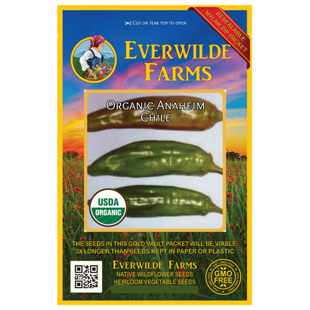 Everwilde Farms - 25 Organic Anaheim Chile Hot Pepper Seeds - Gold Vault Jumbo Bulk Seed