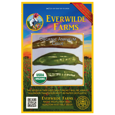 - Everwilde Farms - 25 Organic Anaheim Chile Hot Pepper Seeds - Gold Vault Jumbo Bulk Seed Packet