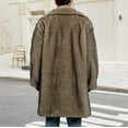thumbnail image 6 of Men's Faux Fur Coat Mid Length Notch Lapel Collar Fluffy Jacket Long Trench Coat Cardigans Winter Warm Outerwear (XL, Khaki), 6 of 7