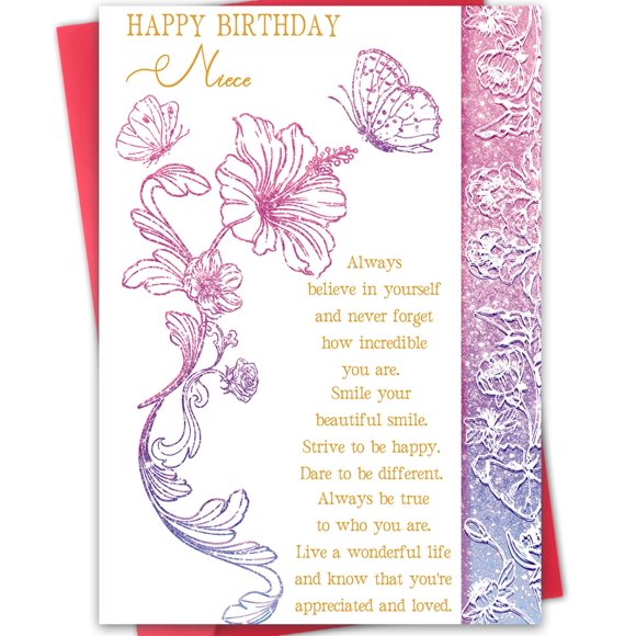 Tarjeta de cumpleaños para sobrina de Hongshan con sobre de 20,5 cm x 13,5 cm