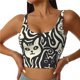 thumbnail image 1 of Fotbe Abstract Cat Faces Pattern Sujetador Deportivo Largo sin Aros para Mujer con Almohadillas y Soporte Medio, Transpirable y Absorbente, Camiseta Tipo Chaleco o Tank Top-X-Large, 1 of 8