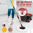 thumbnail image 5 of Plus Sized Spin Mop and Bucket Set on Wheels, 360 Spinning Mop Bucket with 3 Replacement Refills & 61" Extended Handle, Mop Bucket for Living Room, Bedroom, Kitchen, Office (Black & Red), 5 of 7