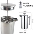 thumbnail image 3 of NetBoat French Press Coffee Maker with 2 Reusable Stainless Steel Coffee Filters, 1 Liter (1000 ml),, 3 of 3